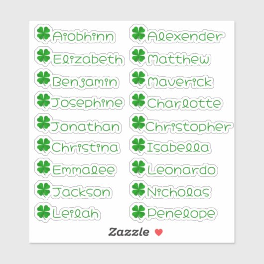 Four Leaves Clover Custom Meervoudige Naam Sticker (Vel)