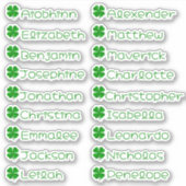 Four Leaves Clover Custom Meervoudige Naam Sticker (Voorkant)