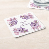 Four Lilah Flower: Gepersonaliseerde bruiloft Onde Kartonnen Onderzetters (Schuin)