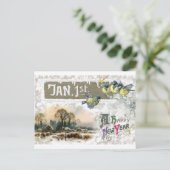 Four Little Birds Tweet Gelukkig Nieuwjaar Feestdagenkaart (Staand voorkant)