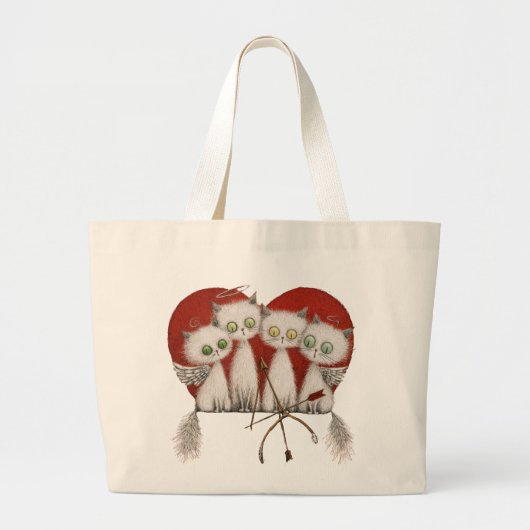 Four Little Love Cats Grote Tote Bag (Voorkant)