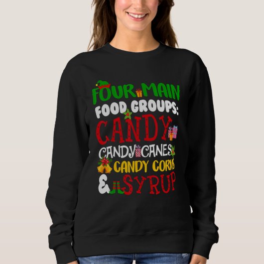 Four Main Food Groups Candy Canes Syrup Christmas  Trui (Voorkant)