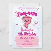 Four-Nado Pink Tornado 4th Birthday Kaart (Voorkant)