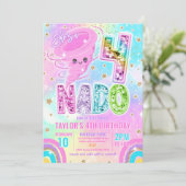 Four Nado Rainbow Glitter 4de verjaardagsfeestje  Kaart (Staand voorkant)