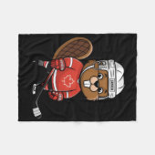 Four Nations Ttle Glol Face-off Canadese Bever Ho Fleece Deken (Voorkant (Horizontaal))