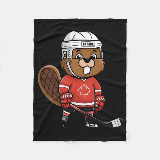 Four Nations Ttle Glol Face-off Canadese Bever Ho Fleece Deken (Voorkant)