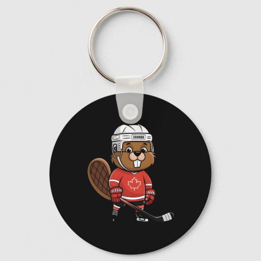 Four Nations Ttle Glol Face-off Canadese Bever Ho Sleutelhanger (Voorkant)