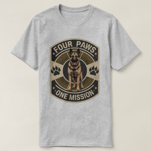 Four Paws One Mission K9 Werk T-Shirt (Design voorkant)