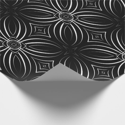 Four-Petal Pattern, zwart en wit Cadeaupapier (Hoek)