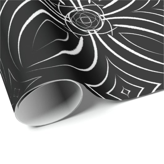 Four-Petal Pattern, zwart en wit Cadeaupapier (Rol Hoek)