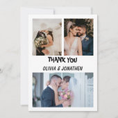 Four Photo Collage Wedding Thank You Notitiekaartje (Voorkant)