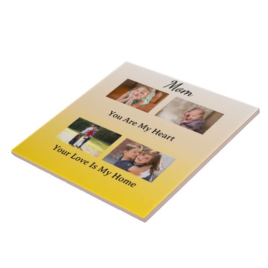 Four Photo Layout – Cream & Gold Tribute Tegeltje (Zijkant)