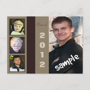 Four Photo Male Afstuderen Aankondiging Briefkaart