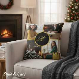 Four Photo Personalized Monogram Custom Kussen