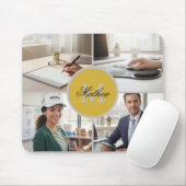 Four Photo Personalized Monogram Name Custom Muismat (Met muis)