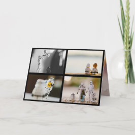 Four Photos black border Christmas Family Feestdagen Kaart