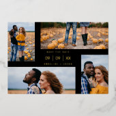 Four Photos Collage Minimalist Modern Wedding Folie Uitnodiging (Voorkant)