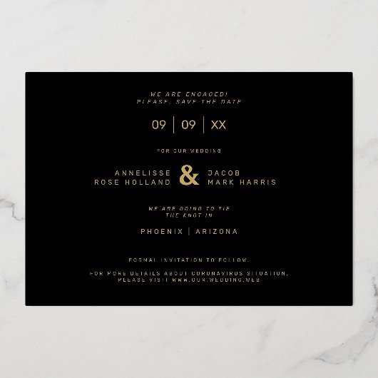 Four Photos Collage Minimalist Modern Wedding Folie Uitnodiging (Achterkant)