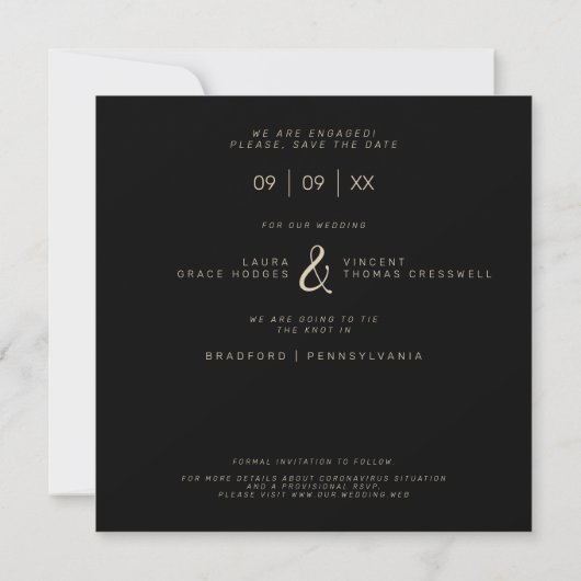 Four Photos Minimalist Modern Collage Wedding Save The Date (Achterkant)