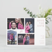 Four Photos Modern Minimalist Collage Wedding Save The Date (Staand voorkant)