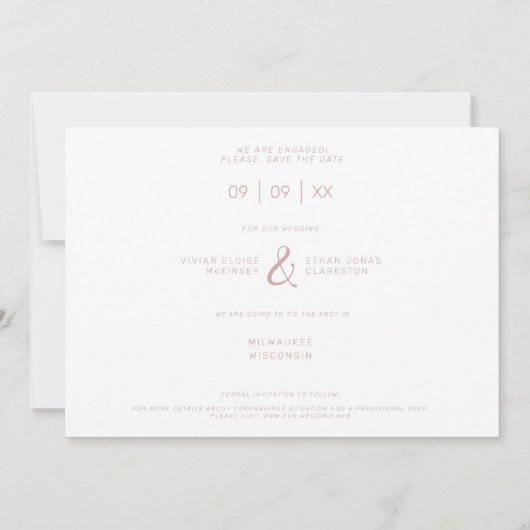 Four Photos Modern Minimalist Collage Wedding Save The Date (Achterkant)