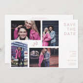 Four Photos Modern Minimalist Collage Wedding Save The Date (Voorkant / Achterkant)