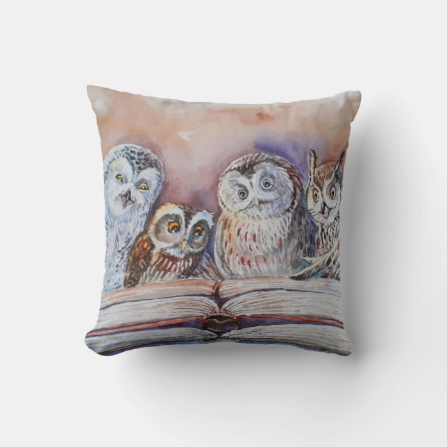 Four reading owls kussen (Voorkant)