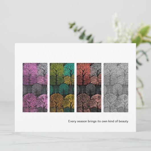 Four Seasons Bomen Stijlvol Hedendaags Kaart (Staand voorkant)