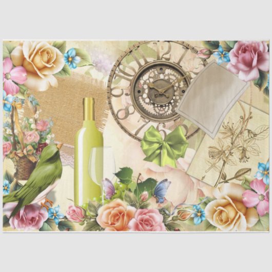 Four Seasons Collage Design Serie 1 Tissuepapier (Voorkant)