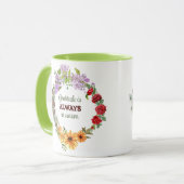Four Seasons Floral Wreath Gratitude Quote Mug Mok (Voorkant links)