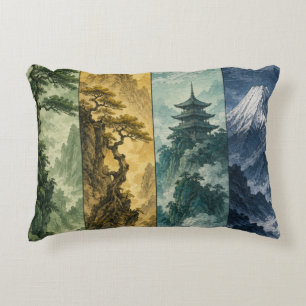 Four Seasons Mountain Japans Inkt Landschap Accent Kussen