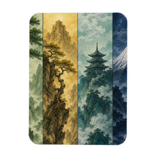 Four Seasons Mountain | Japans inktlandschap Magneet