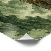 Four Seasons Mountain | Japans inktlandschap Perfect Poster (Hoek)