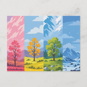 Four Seasons Natuur Landschap Paneel Kunst Poster Briefkaart