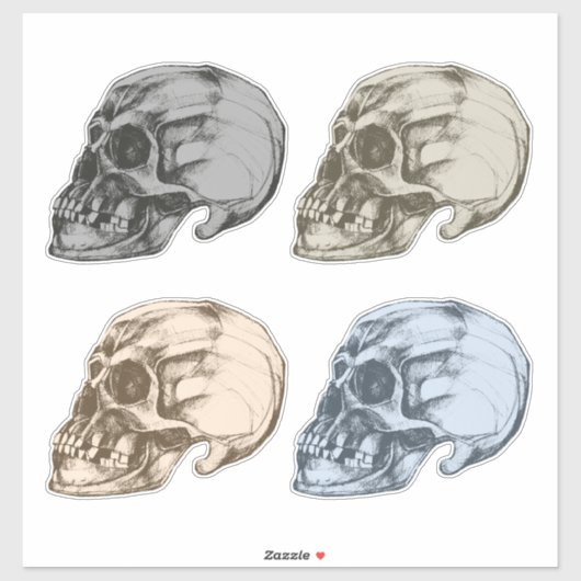 Four Skulls Vinyl Sticker (Vel)