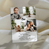 Four Square Photos Collage 1st Birthday Invitation Kaart