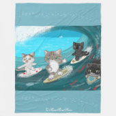 Four Surfing Cats in Izu Fleece Deken (Voorkant)