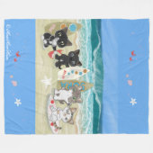 Four Surfing cats on the beach Fleece Deken (Voorkant (Horizontaal))