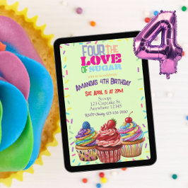 Four the Love of Sugar, Cupcake 4th Birthday Kaart