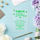 Four Times Lucky 4th Birthday Acryl Uitnodigingen (Insitu (Huwelijk))