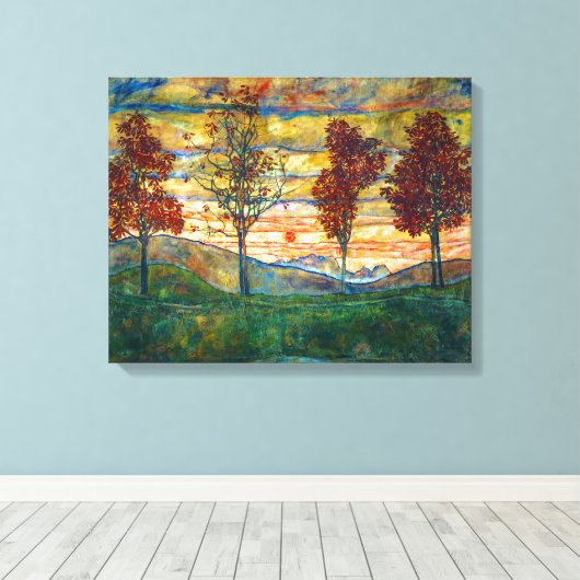 Four Trees | Egon Schiele | Canvas Afdruk (Insitu (Houten vloer))