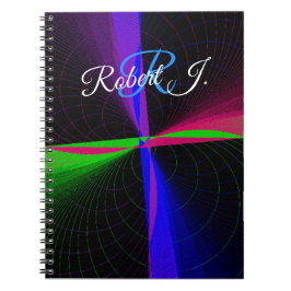 Four-Way Geometric Wave Spiral Notebook Notitieboek