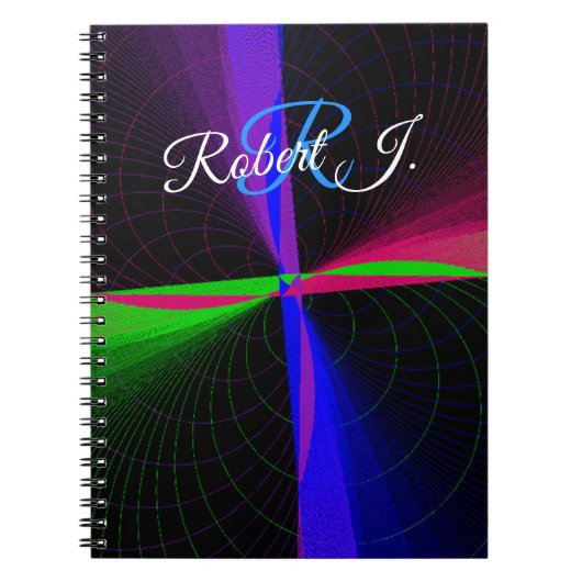 Four-Way Geometric Wave Spiral Notebook Notitieboek (Voorkant)