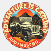 Four Wheel Drive Adventure roept en ik moet Ronde Sticker (Voorkant)