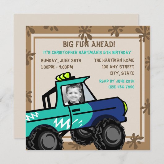 Four Wheel Fun / Verjaardag Kaart (Voorkant / Achterkant)