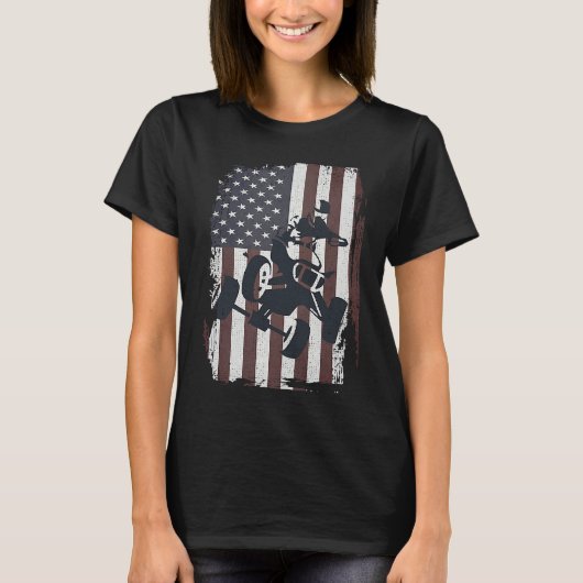 Four Wheeler ATV Quad Racing Rider USA American Fl T-shirt (Voorkant)