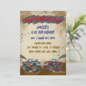 Four Wheelin' Fun Monster Truck Birthday  Kaart (Staand voorkant)