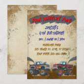 Four Wheelin' Fun Monster Truck Birthday  Kaart (Voorkant / Achterkant)