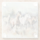 "Four Wild Mustangs" Stoffige Westerne aquarel Glazen Onderzetter (Achterkant)