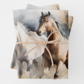 "Four Wild Mustangs" Stoffige Westerne aquarel Inpakpapier Vel (In situ)